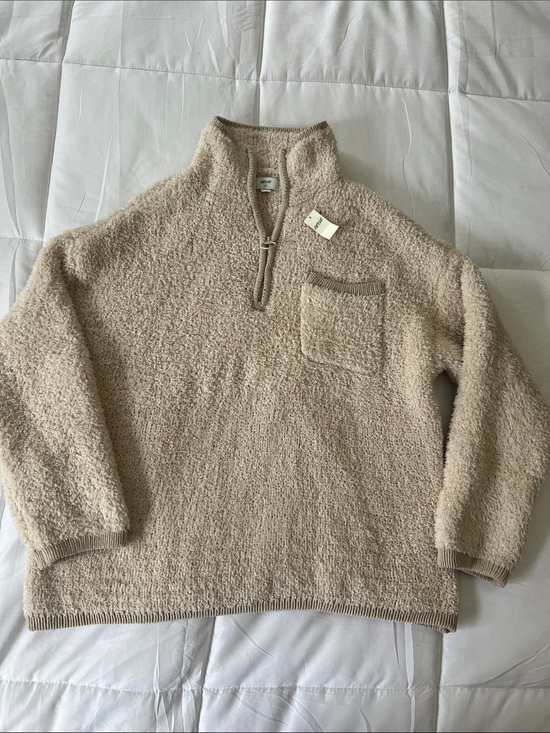 aerie Sweaters - Aerie Cozy Beige Sherpa Half-Zip Pullover